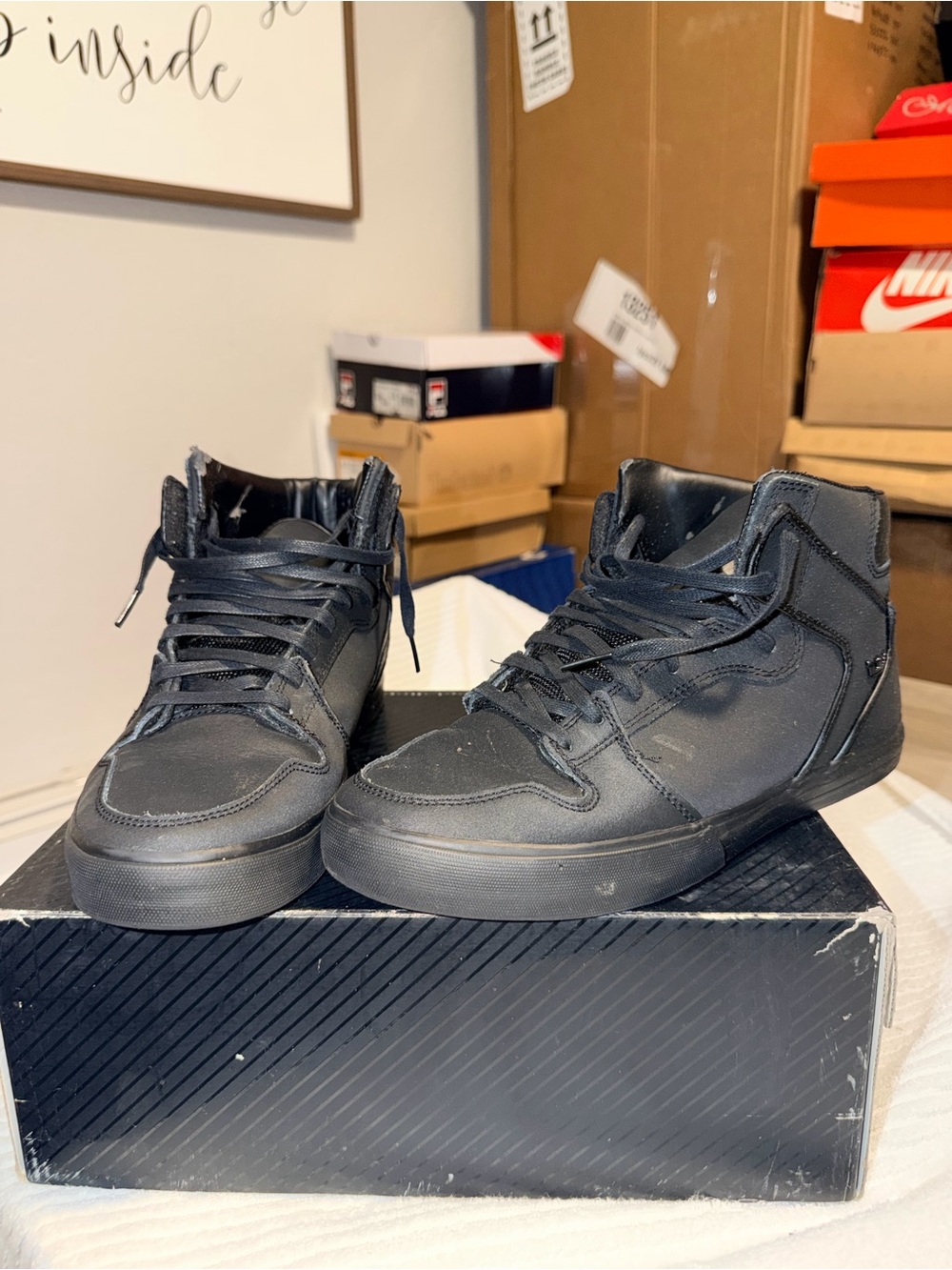 Supra Vaider Red Carpet TUF Black High Top Sneakers Men’s Size 8.5